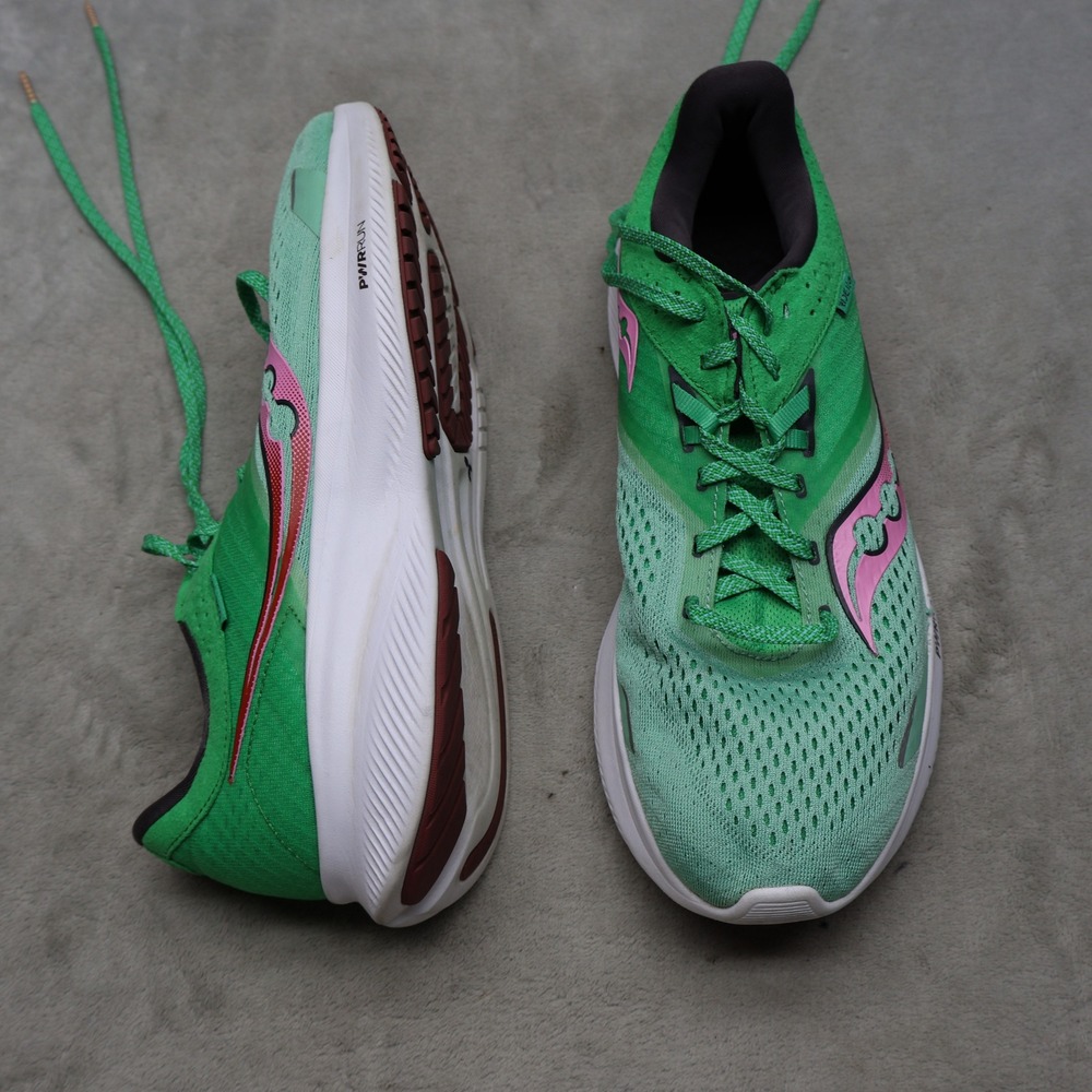 Saucony Women 11 Running Shoes Green Ride 16 Mesh Lightweight Cushioned Athletic
